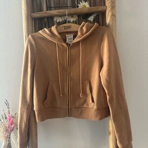 Burnt Orange Hooded Zip-Up Jacket